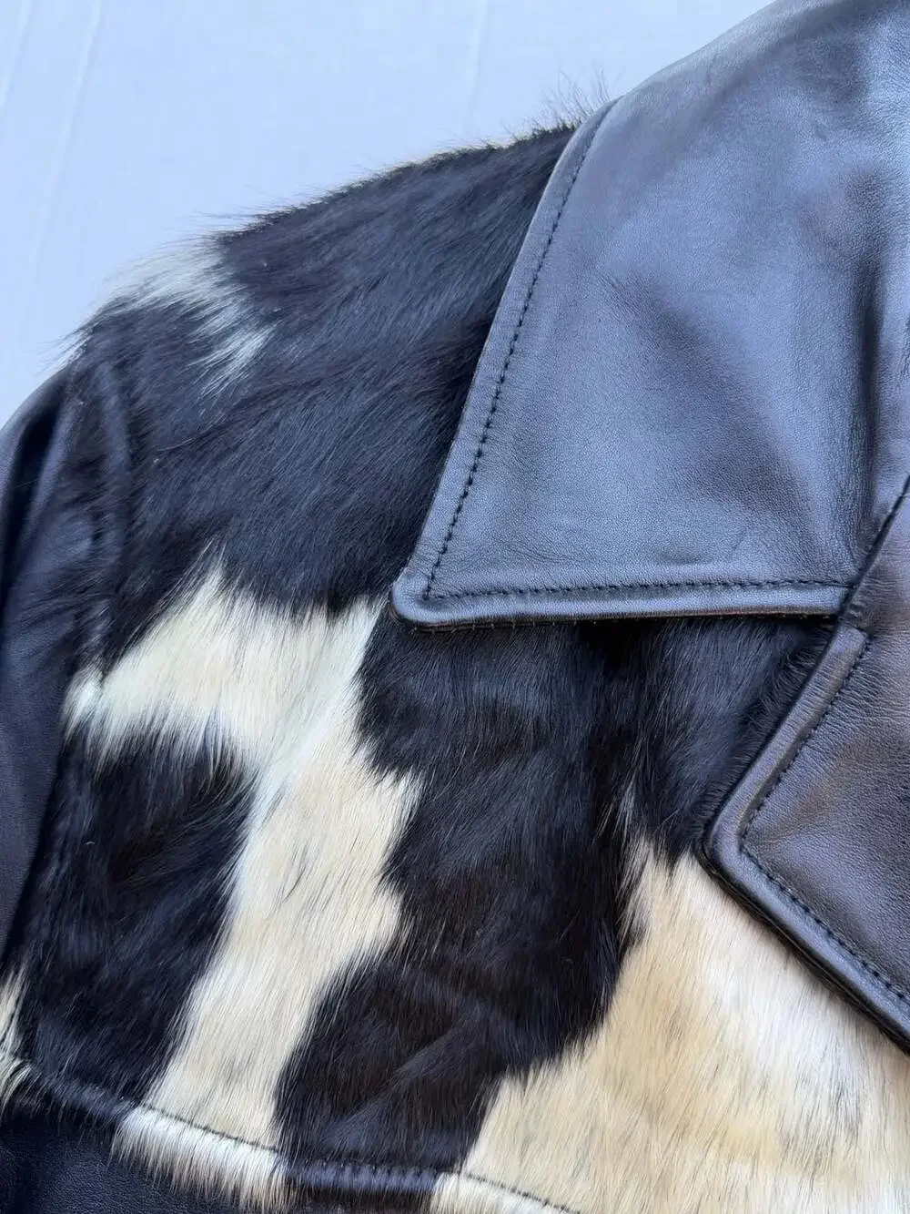 M. Julian Wilsons Leather Men's Genuine Leather Jacket with Cowhide Fur Yoke
